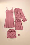 Zivame Luxe Satin 4 Pc Sleep Set - Rosette — thumbnail 2
