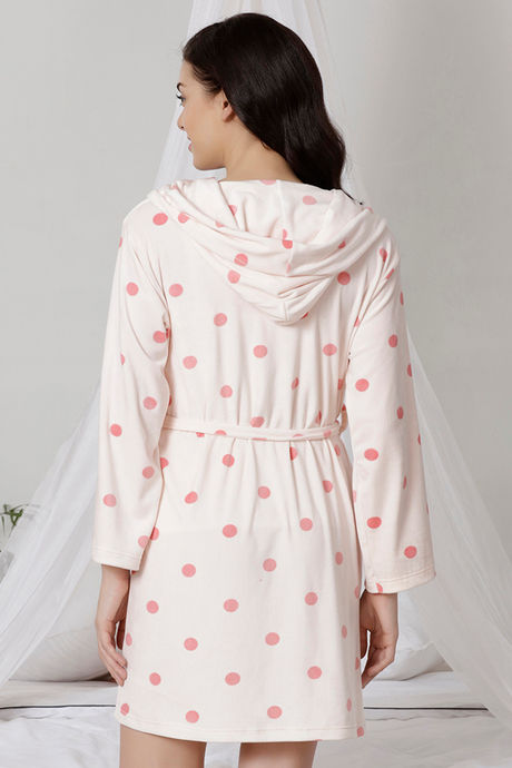 Zivame Velvety Soft Hooded Butter-Soft Poly Knit Robe - Pink N Print — image 3