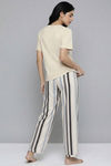 Zivame Bold Stripes Knit Cotton Loungewear Set - Parchment — thumbnail 2