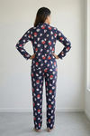 Zivame Farm Lore Knit Cotton Pyjama Set - Black Iris — thumbnail 3