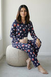 Zivame Farm Lore Knit Cotton Pyjama Set - Black Iris — thumbnail 4