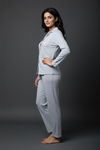 Zivame Farm Lore Knit Cotton Pyjama Set - Grey Melange — thumbnail 2
