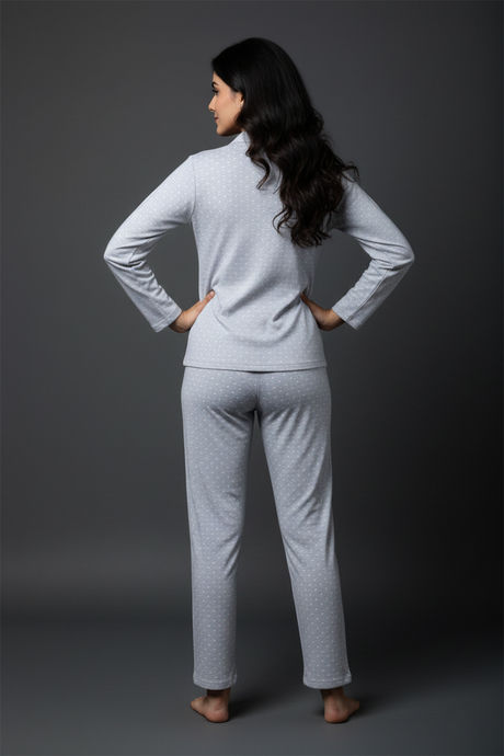 Zivame Farm Lore Knit Cotton Pyjama Set - Grey Melange — image 3