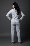 Zivame Farm Lore Knit Cotton Pyjama Set - Grey Melange — thumbnail 3