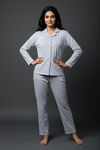 Zivame Farm Lore Knit Cotton Pyjama Set - Grey Melange — thumbnail 4