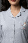 Zivame Farm Lore Knit Cotton Pyjama Set - Grey Melange — thumbnail 5