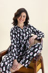 Zivame Farm Lore Knit Cotton Pyjama Set - Jet Black — thumbnail 1