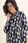 Zivame Farm Lore Knit Cotton Pyjama Set - Jet Black — thumbnail 5