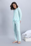 Zivame Knit Cotton Pyjama Set - Opal Blue — thumbnail 3
