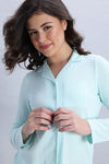 Zivame Knit Cotton Pyjama Set - Opal Blue — thumbnail 5