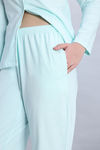 Zivame Knit Cotton Pyjama Set - Opal Blue — thumbnail 6