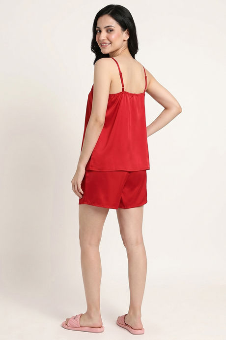 Zivame Satin Short Set - Salsa — image 4