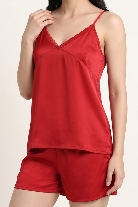 Zivame Satin Short Set - Salsa — image 5
