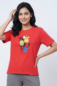Zivame Peanuts Knit Cotton Loungewear Top - Cayenne — thumbnail 2