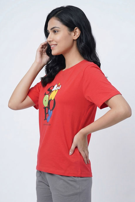 Zivame Peanuts Knit Cotton Loungewear Top - Cayenne — image 4