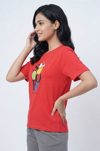 Zivame Peanuts Knit Cotton Loungewear Top - Cayenne — thumbnail 4