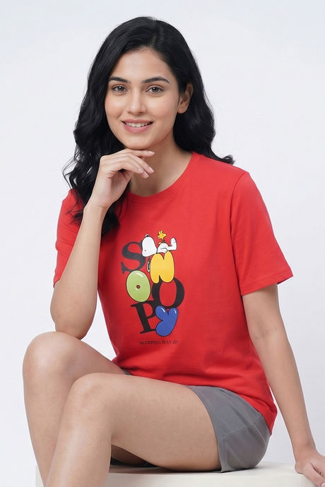 Zivame Peanuts Knit Cotton Loungewear Top - Cayenne — image 5