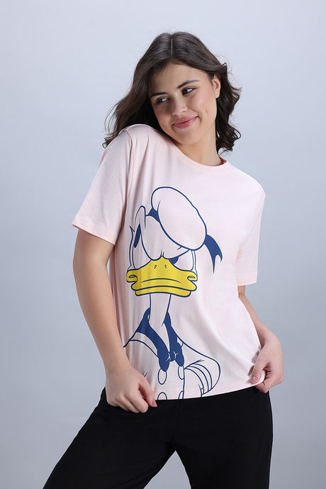 Zivame Donald Duck Knit Cotton Loungewear Top - Dark Pinkdogwood — image 2