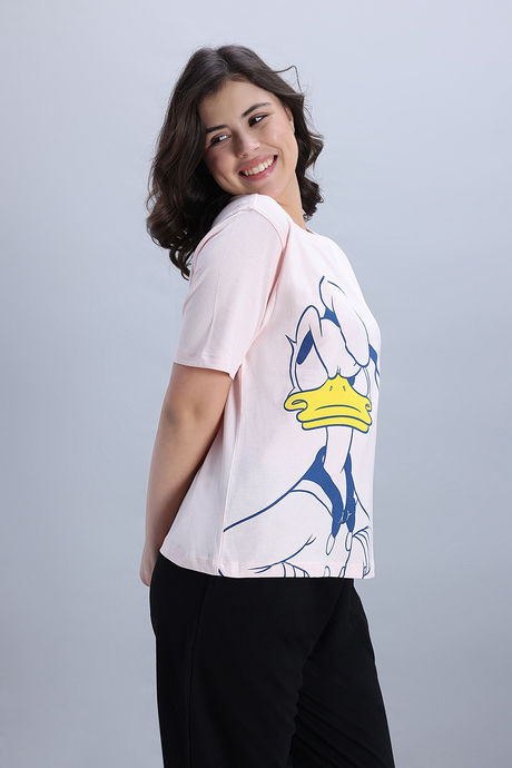Zivame Donald Duck Knit Cotton Loungewear Top - Dark Pinkdogwood — image 3