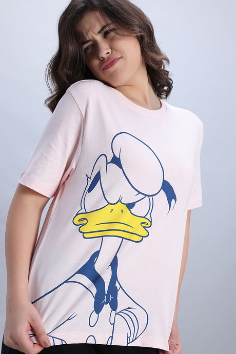 Zivame Donald Duck Knit Cotton Loungewear Top - Dark Pinkdogwood — image 5