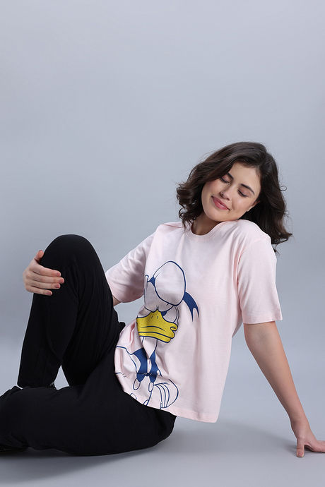 Zivame Donald Duck Knit Cotton Loungewear Top - Dark Pinkdogwood — image 6