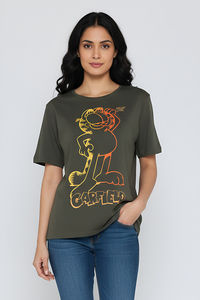 Zivame Garfield Knit Cotton Loungewear Top - Grape Leaf — thumbnail 2
