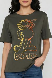 Zivame Garfield Knit Cotton Loungewear Top - Grape Leaf — thumbnail 6