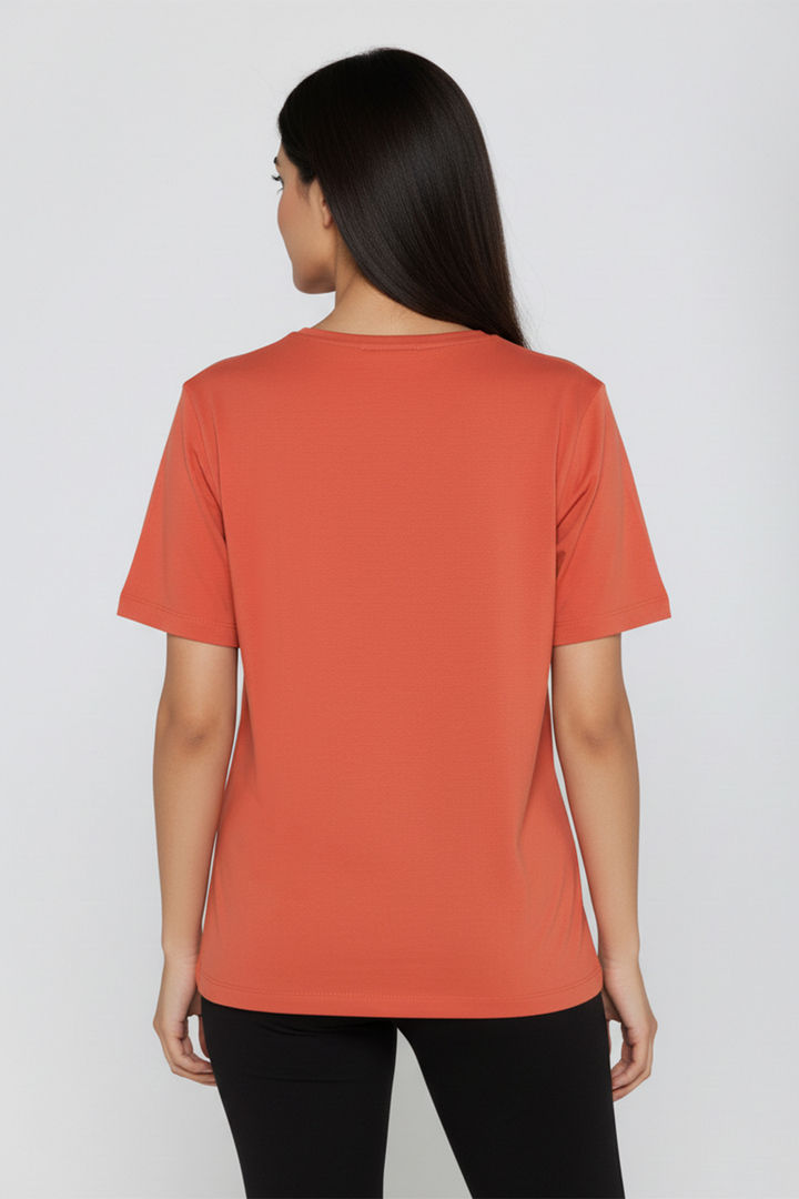Zivame Smiley World Knit Cotton Lifewear Top - Orange Rust — image 4