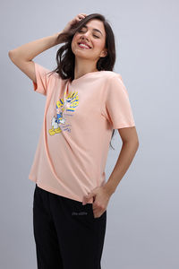 Zivame Donald Duck Knit Cotton Loungewear Top - Peach Parafit — thumbnail 3