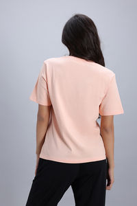 Zivame Donald Duck Knit Cotton Loungewear Top - Peach Parafit — thumbnail 4