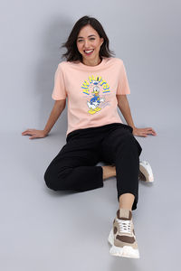 Zivame Donald Duck Knit Cotton Loungewear Top - Peach Parafit — thumbnail 5