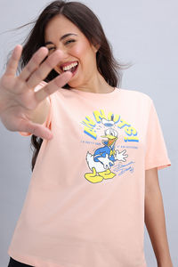 Zivame Donald Duck Knit Cotton Loungewear Top - Peach Parafit — thumbnail 6