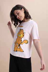 Zivame Garfield Knit Cotton Loungewear Top - Pink Dogwood — thumbnail 4