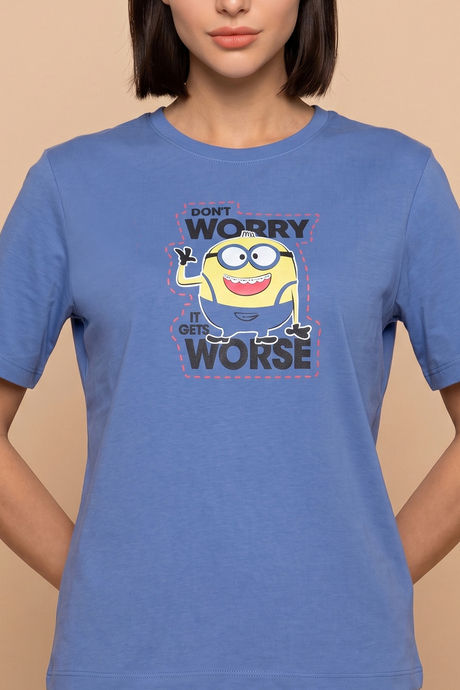 Zivame Minions Knit Cotton Loungewear Top - Riviera — image 5