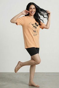 Zivame Mickey Mouse Knit Cotton Loungewear Top - Sunburst — thumbnail 5
