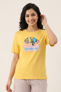 Zivame Minions Knit Cotton Loungewear Top - Yarrow — thumbnail 2
