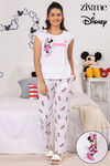 Zivame X Disney Minnie Mouse Knit Cotton Pyjama Set - White N Print — thumbnail 1