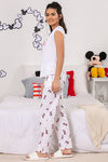 Zivame X Disney Minnie Mouse Knit Cotton Pyjama Set - White N Print — thumbnail 2