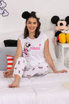 Zivame X Disney Minnie Mouse Knit Cotton Pyjama Set - White N Print — thumbnail 4