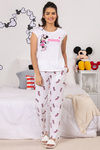 Zivame X Disney Minnie Mouse Knit Cotton Pyjama Set - White N Print — thumbnail 6