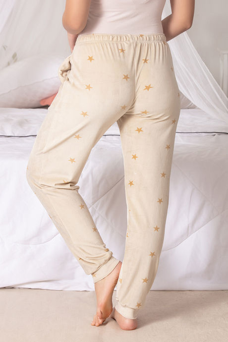 Zivame Velvety Soft Butter-Soft Poly Knit Pyjama - Beige — image 3