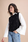 Zivame Retro Peek Sleeveless Sweater - Black — thumbnail 2
