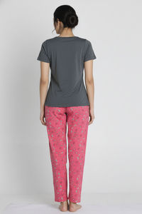 Zivame Knit Cotton Pyjama Set - Claret Red — thumbnail 5