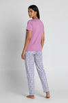 Zivame Knit Cotton Pyjama Set - Light Lilac — thumbnail 2