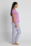 Zivame Knit Cotton Pyjama Set - Light Lilac — thumbnail 3