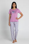 Zivame Knit Cotton Pyjama Set - Light Lilac — thumbnail 4