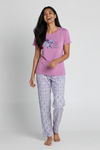 Zivame Knit Cotton Pyjama Set - Light Lilac — thumbnail 5
