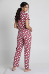 Zivame Knit Cotton Pyjama Set - Fired Brick — thumbnail 2