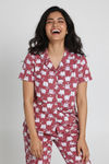 Zivame Knit Cotton Pyjama Set - Fired Brick — thumbnail 5