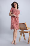 Zivame Knit Cotton Mid Length Nightdress - Coral Almond — thumbnail 1
